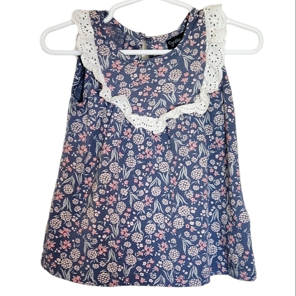 K1330 * Cynthia Rowley Floral Top Eyelet Ruffle Blue Size 12M